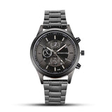 New Men Fashion Stainless Steel Round Analog Quartz Complete Schedule Wrist 30m 15mm Watch Bracelet Bangle